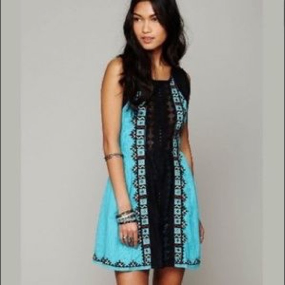 Free People Blue Aztec Dress